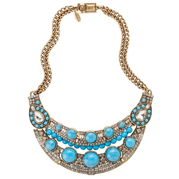 Ann Taylor Faux Turquoise Half Moon Statement Necklace - Picture 1 of 11